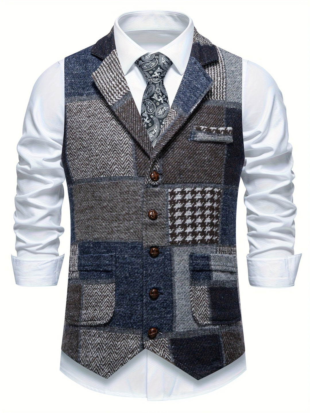 Leo - Women's Herringbone Patchwork Waistcoat for Occasions