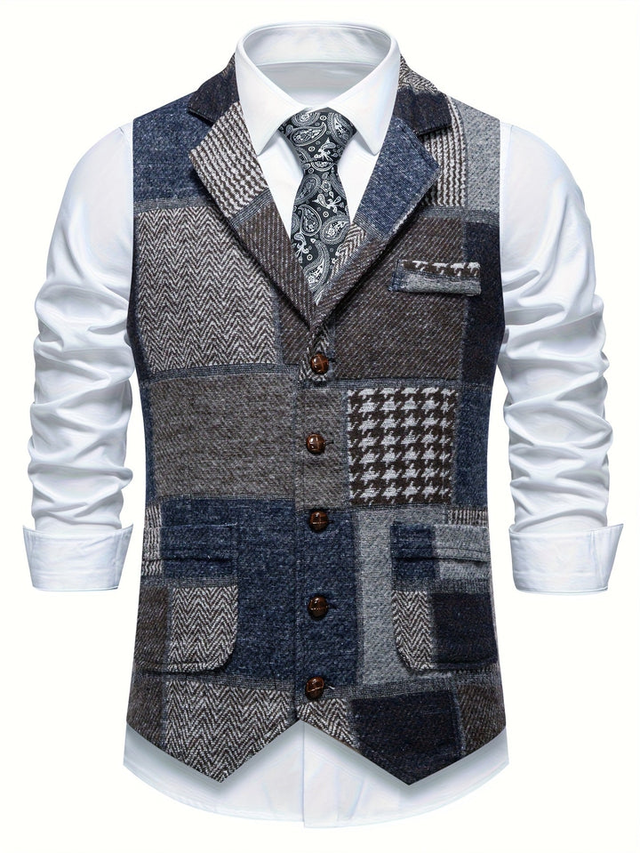 Leo - Women's Herringbone Patchwork Waistcoat for Occasions