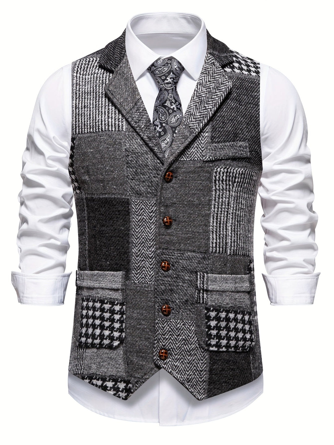 Leo - Women's Herringbone Patchwork Waistcoat for Occasions