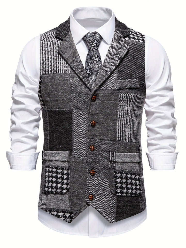 Leo - Women's Herringbone Patchwork Waistcoat for Occasions