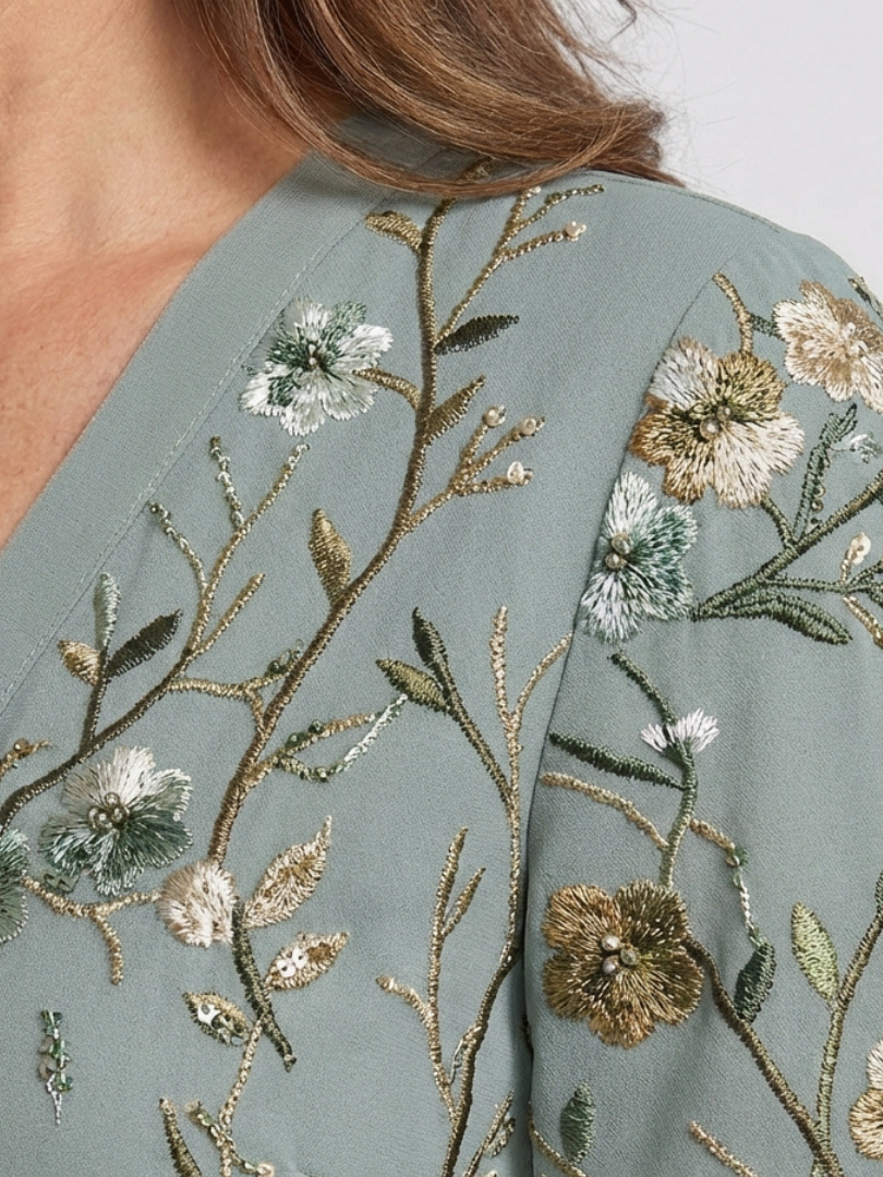Mia  | Floral V Neck Short Sleeve Maxi Dress