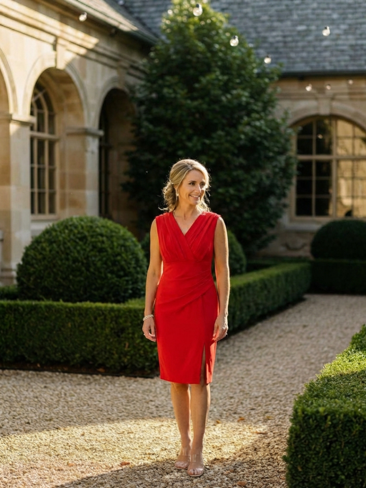 Vanessa | Women's Sleeveless V-Neck Knee-Length Dress
