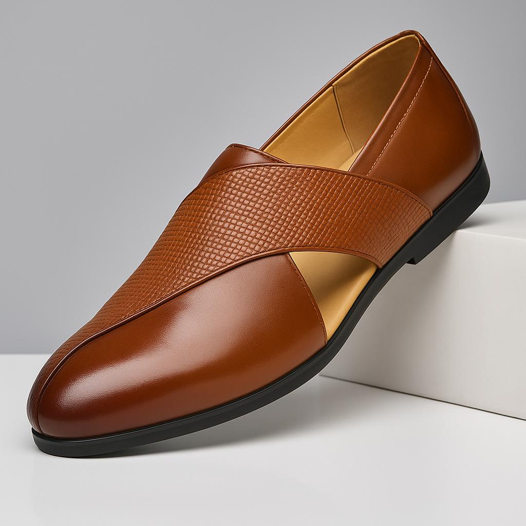Breathable Leather Loafers — Women's Woven Summer Flat