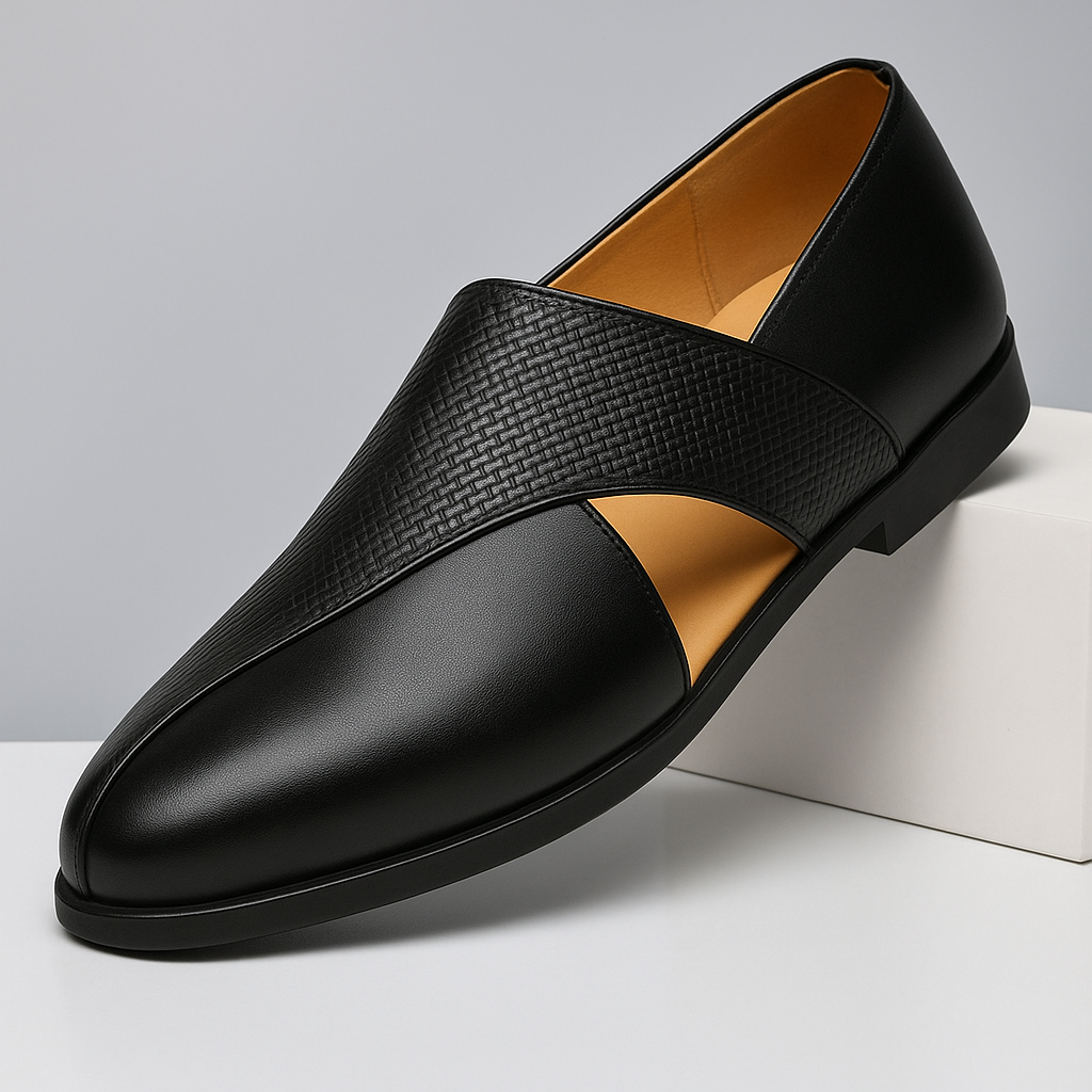 Breathable Leather Loafers — Women's Woven Summer Flat