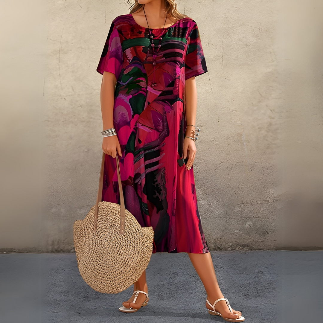 Joelle | Women's Floral Midi Dress — Light & Elegant Style