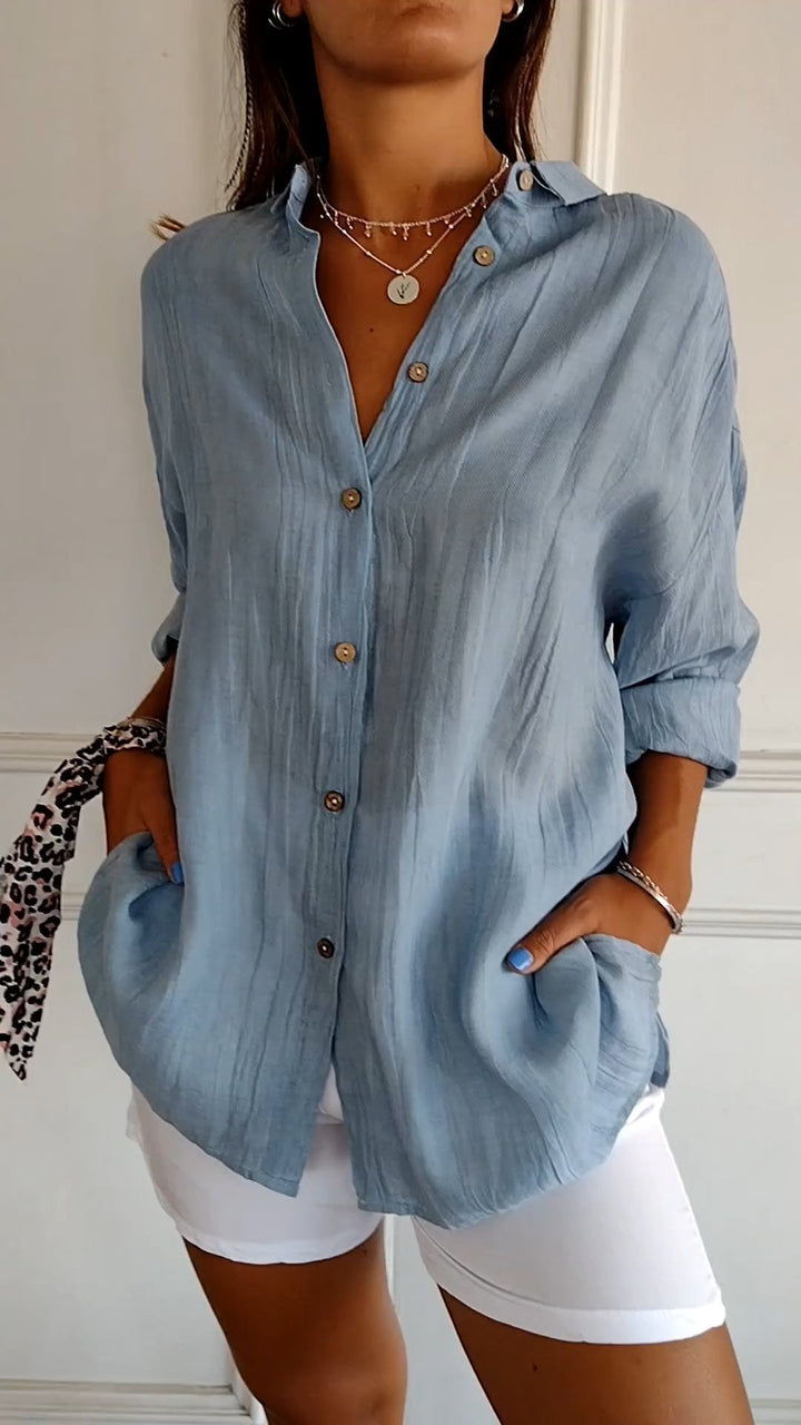 Sasha | Women's Elegant Pleated Blouse — Refined Everyday Style