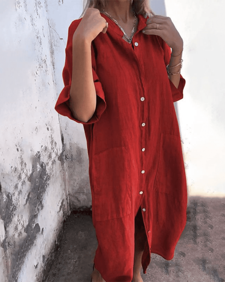 CHARLOTTE | Women's Relaxed Shirt Dress — Bohemian Style