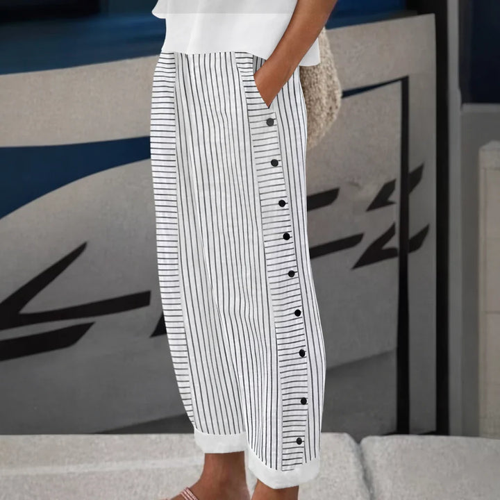 Molly | Women's Striped Coastal Trousers with Pockets