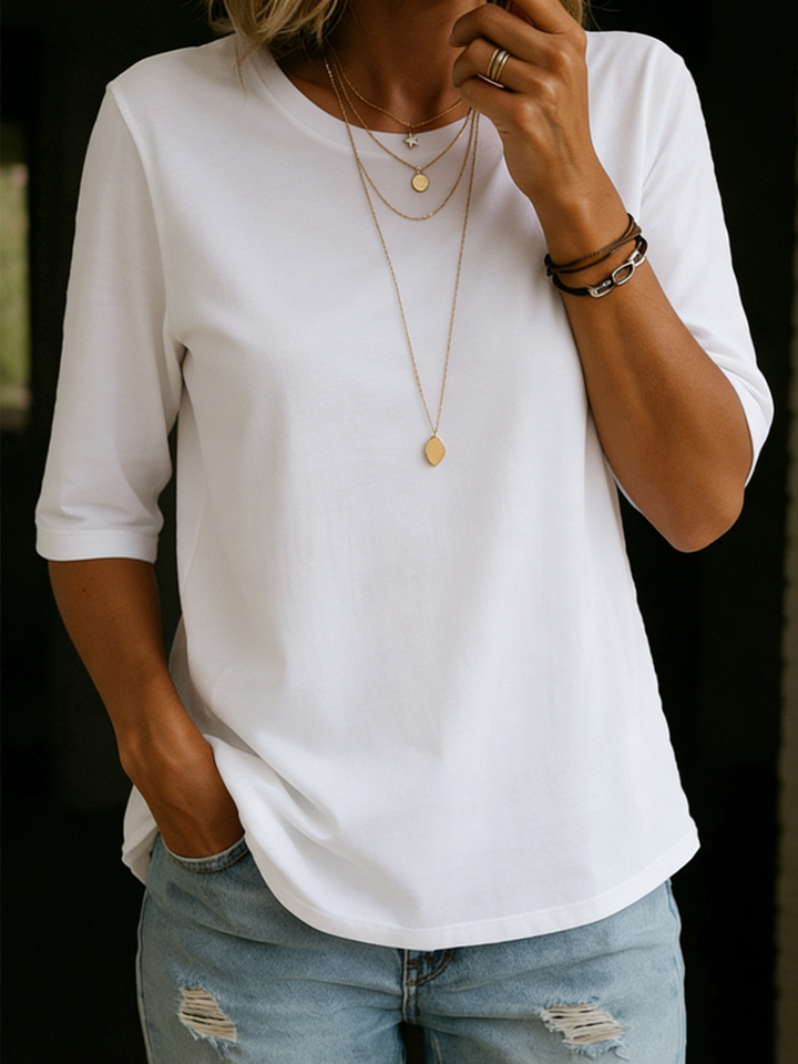 Lydia - Women's Relaxed Crew Neck 3/4 Sleeve Top