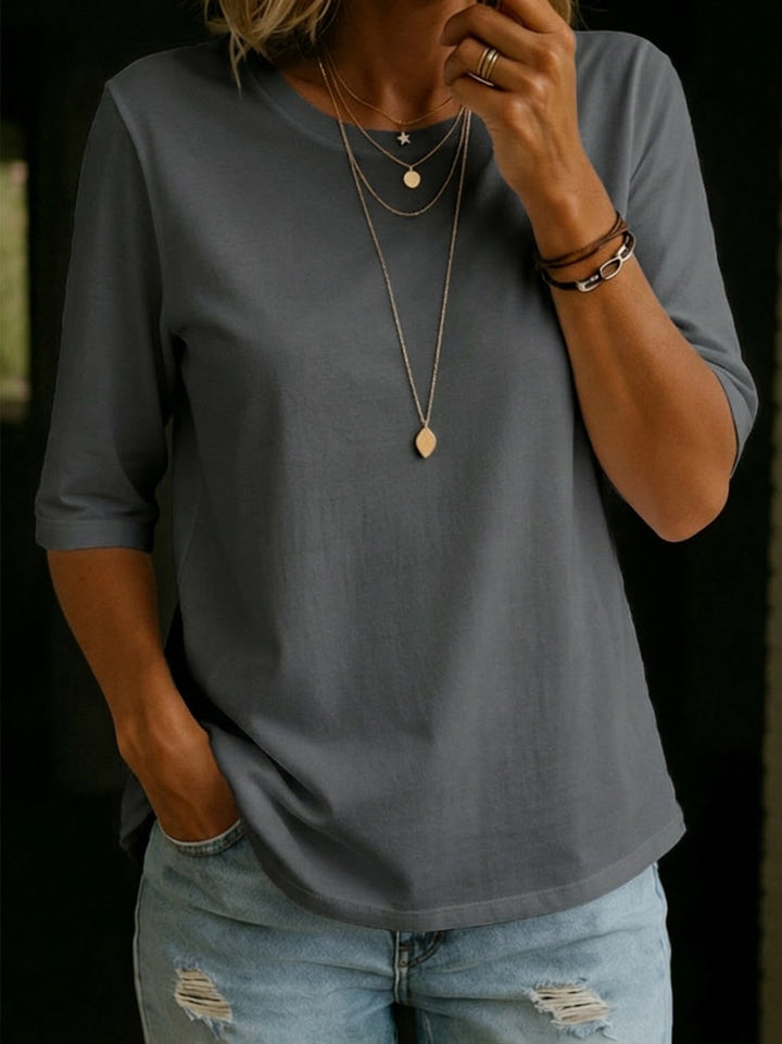 Lydia - Women's Relaxed Crew Neck 3/4 Sleeve Top