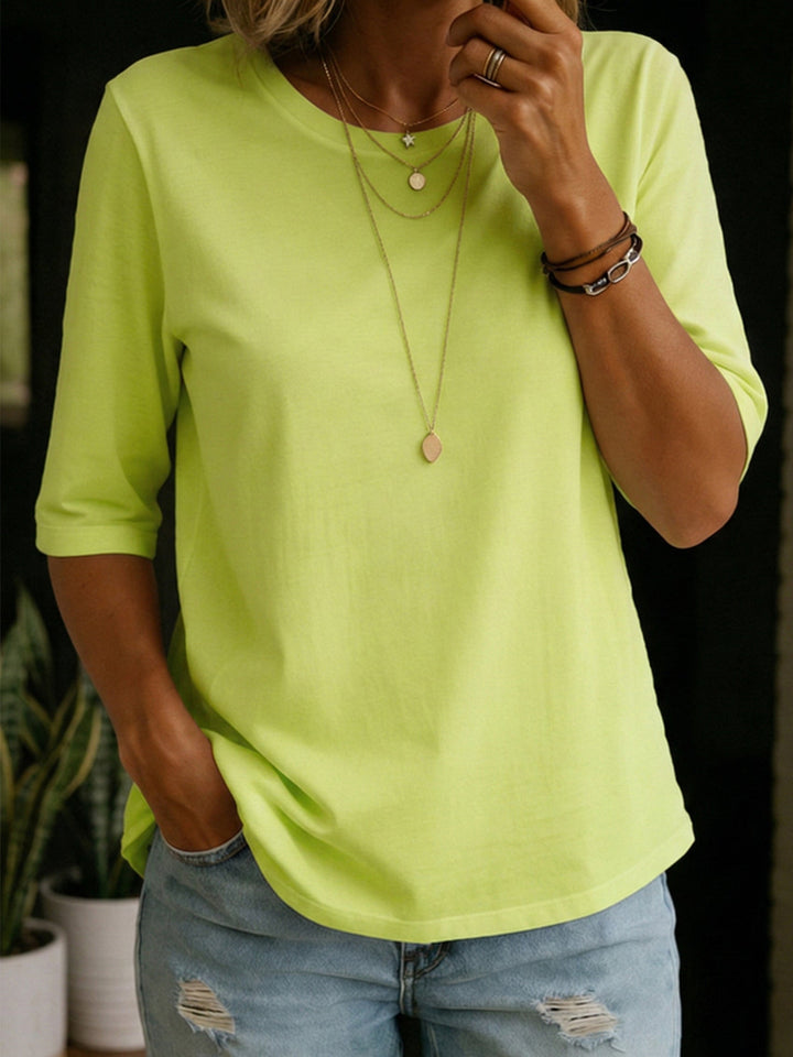 Lydia - Women's Relaxed Crew Neck 3/4 Sleeve Top