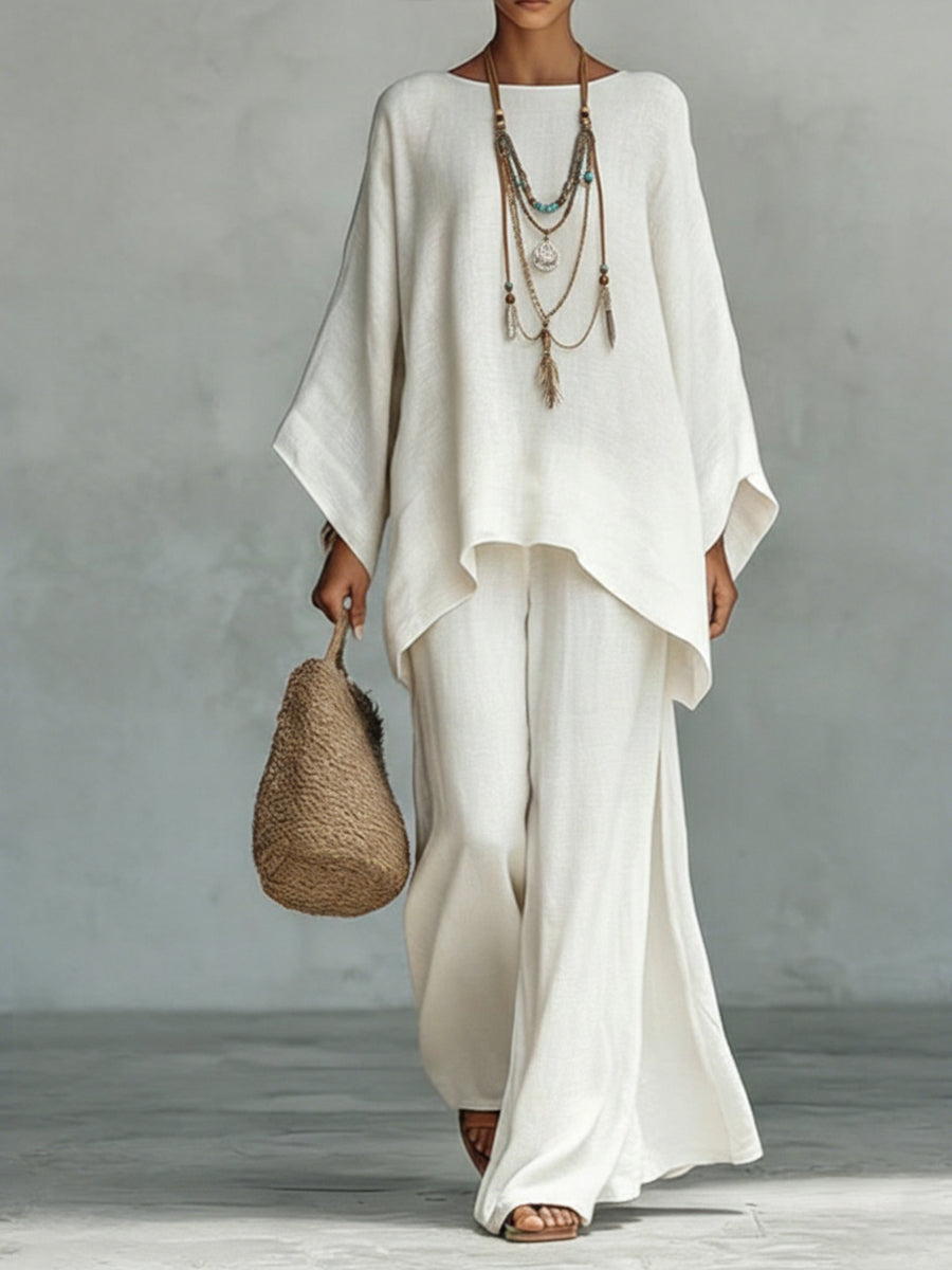 Celine - Women's Elegant Two-Piece Set — Relaxed Wide-Leg