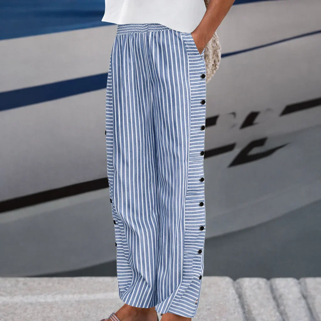 Molly | Women's Striped Coastal Trousers with Pockets