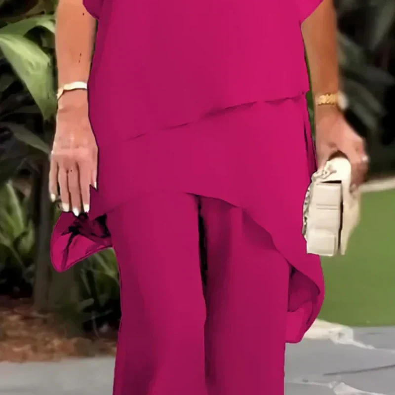 Maeryn - Women's Draped Palazzo Suit — Elegant Two-Piece