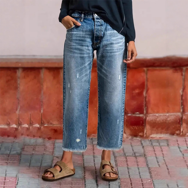 Aberjean™ | Women's Retro Cropped Straight-Leg Jeans