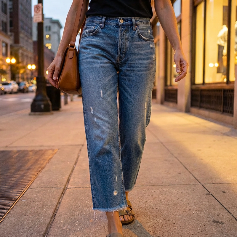 Aberjean™ | Women's Retro Cropped Straight-Leg Jeans