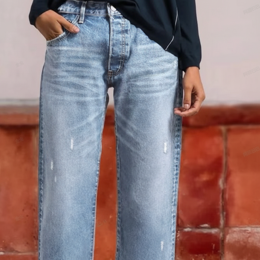 Aberjean™ | Women's Retro Cropped Straight-Leg Jeans