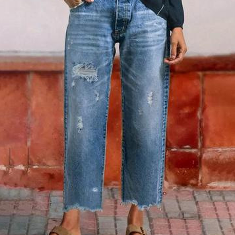Aberjean™ | Women's Retro Cropped Straight-Leg Jeans
