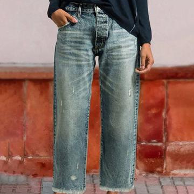 Aberjean™ | Women's Retro Cropped Straight-Leg Jeans