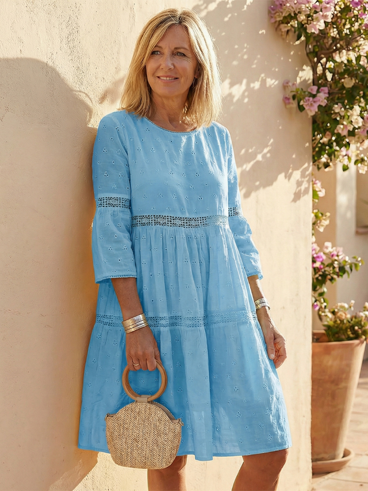 Maristelle - Women's Embroidered Eyelet Midi Dress